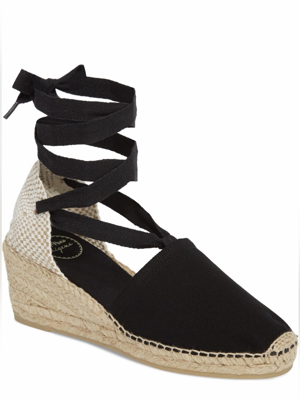 Toni Pons Valencia Wraparound Espadrille Wedge Black